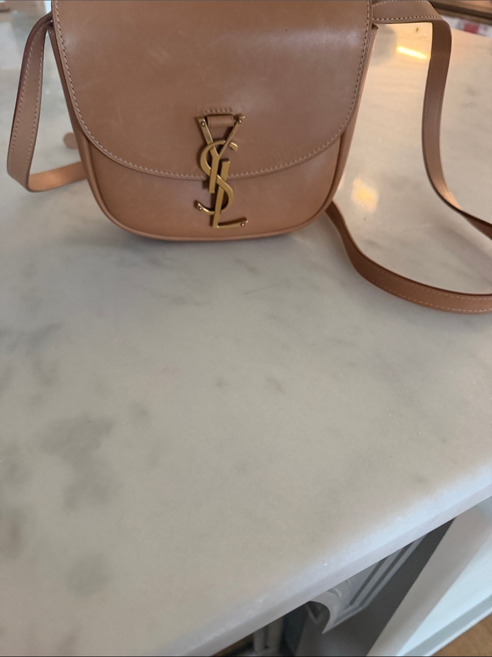 Saint Laurent Camel Leather YSL Logo Crossbody Bag